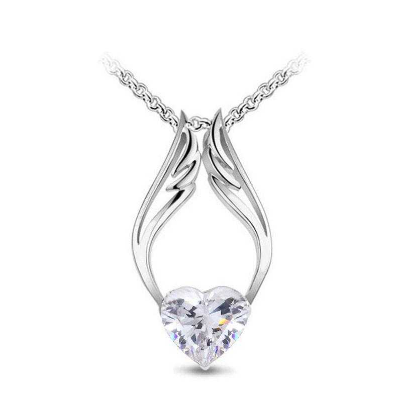 Crystal Angel Heart Wing Necklace-Necklace-Kirijewels.com-white-Kirijewels.com