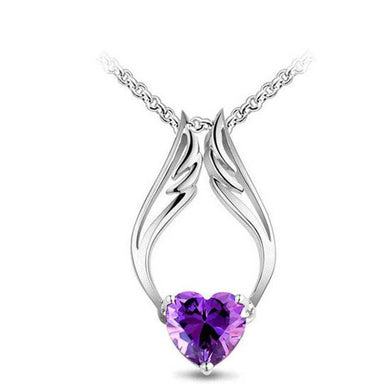 Free Angel Heart Wing Crystal Necklace-Necklace-Kirijewels.com-purple-Kirijewels.com