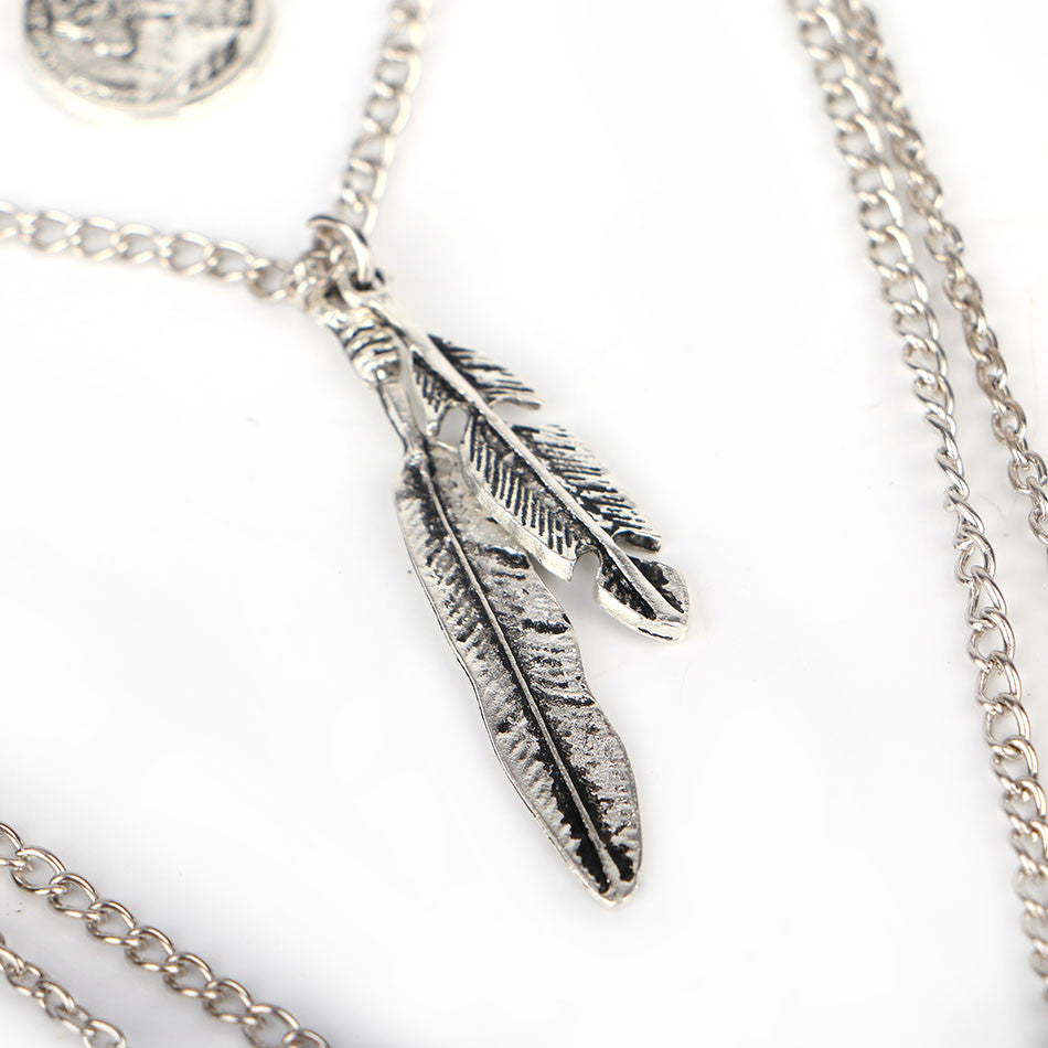 Match-Right Feather Pendant Necklace-Pendant Necklaces-Kirijewels.com-Silver-Kirijewels.com