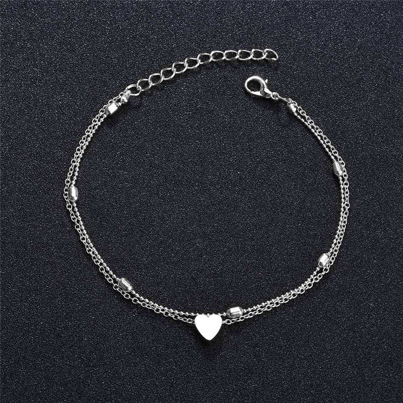 Bohemia Retro Pearl Heart Infinity Anklet Bracelet