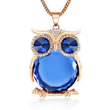 Crystal Owl Necklace-Necklace-Kirijewels.com-Gold Blue-Kirijewels.com