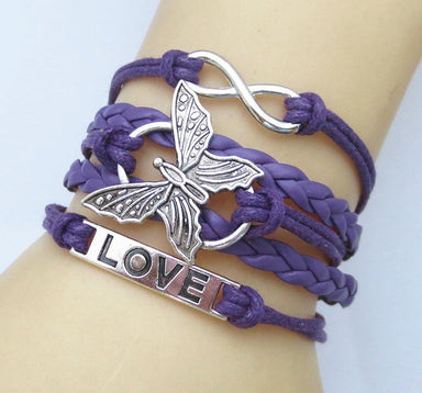 Leather Vivid Butterfly Bracelet-Charm Bracelets-Kirijewels.com-yellow-Kirijewels.com