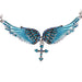 Crystal Angel Wing Cross Necklace-Pendant Necklaces-Kirijewels.com-blue crystal-Kirijewels.com