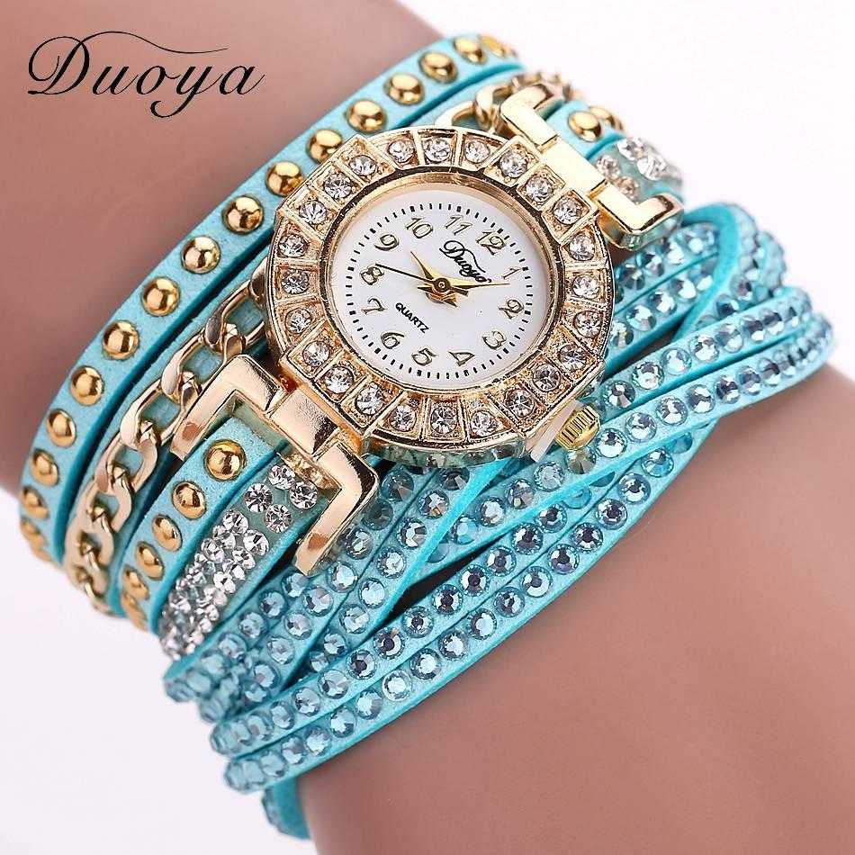 Free Duoya Crystal Rhinestone Wristwatch-Women's Watches-Kirijewels.com-Black-Kirijewels.com