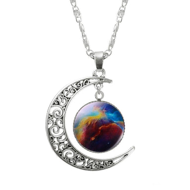 Moon Glass Silver Chain Galaxy Necklace - Kirijewels.com