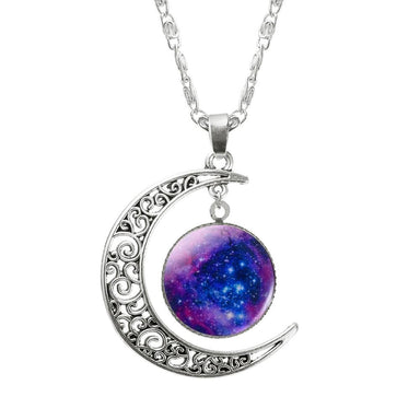 Moon Glass Silver Chain Galaxy Necklace - Kirijewels.com