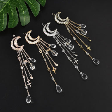 Moon Rhinestone Crystal Tassel Hairpins - Kirijewels.com