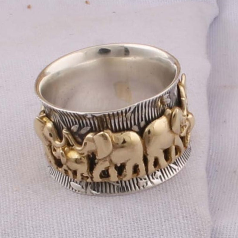 Agnes Gold Plated Elephant Bridal Ring