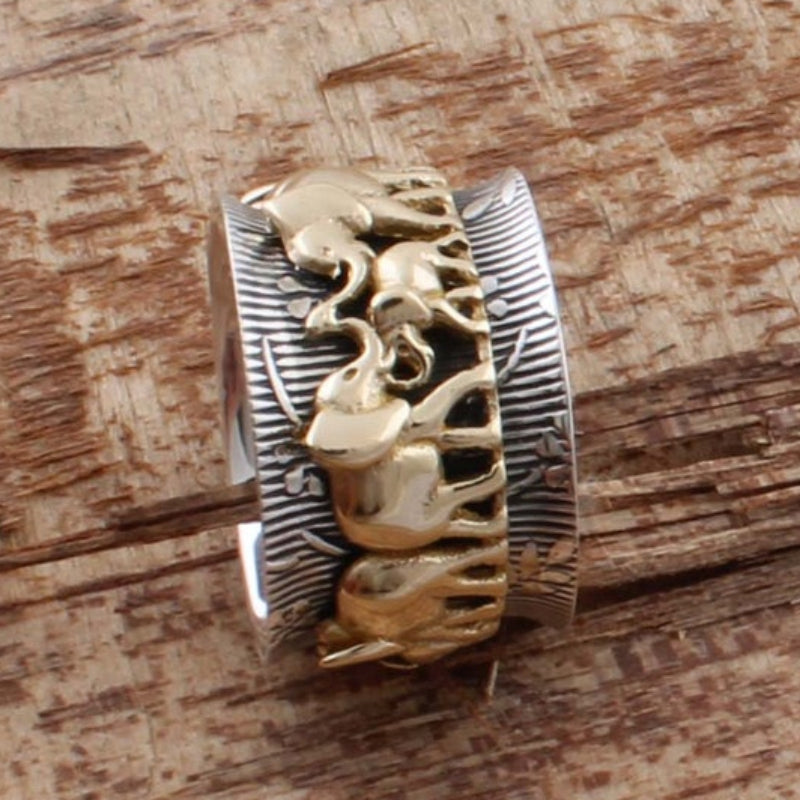 Agnes Gold Plated Elephant Bridal Ring