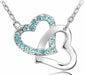Free Austrian Crystal Zircon Double Heart Necklace-Pendant Necklaces-Kirijewels.com-oceanblue-Kirijewels.com