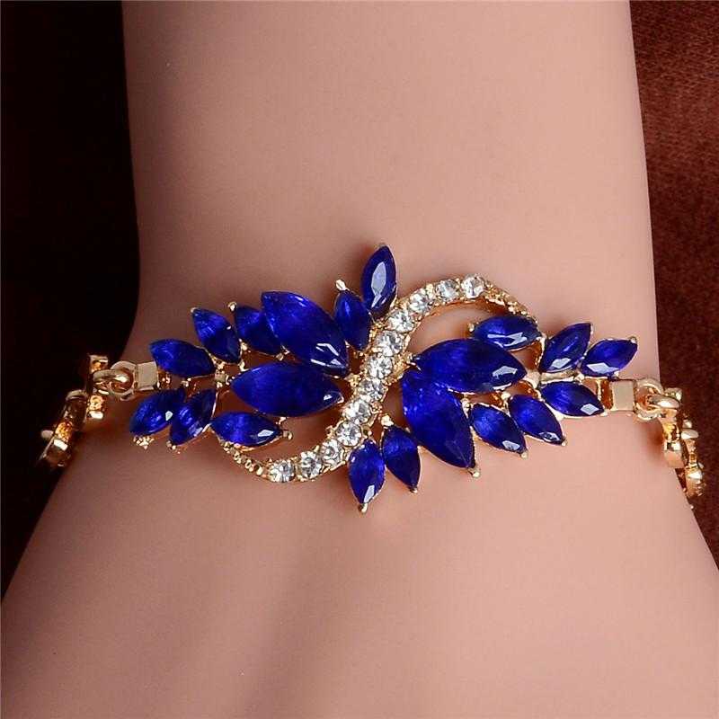 Austrian Crystal Stone Flower Bracelet-Bracelet-Kirijewels.com-Blue-Kirijewels.com