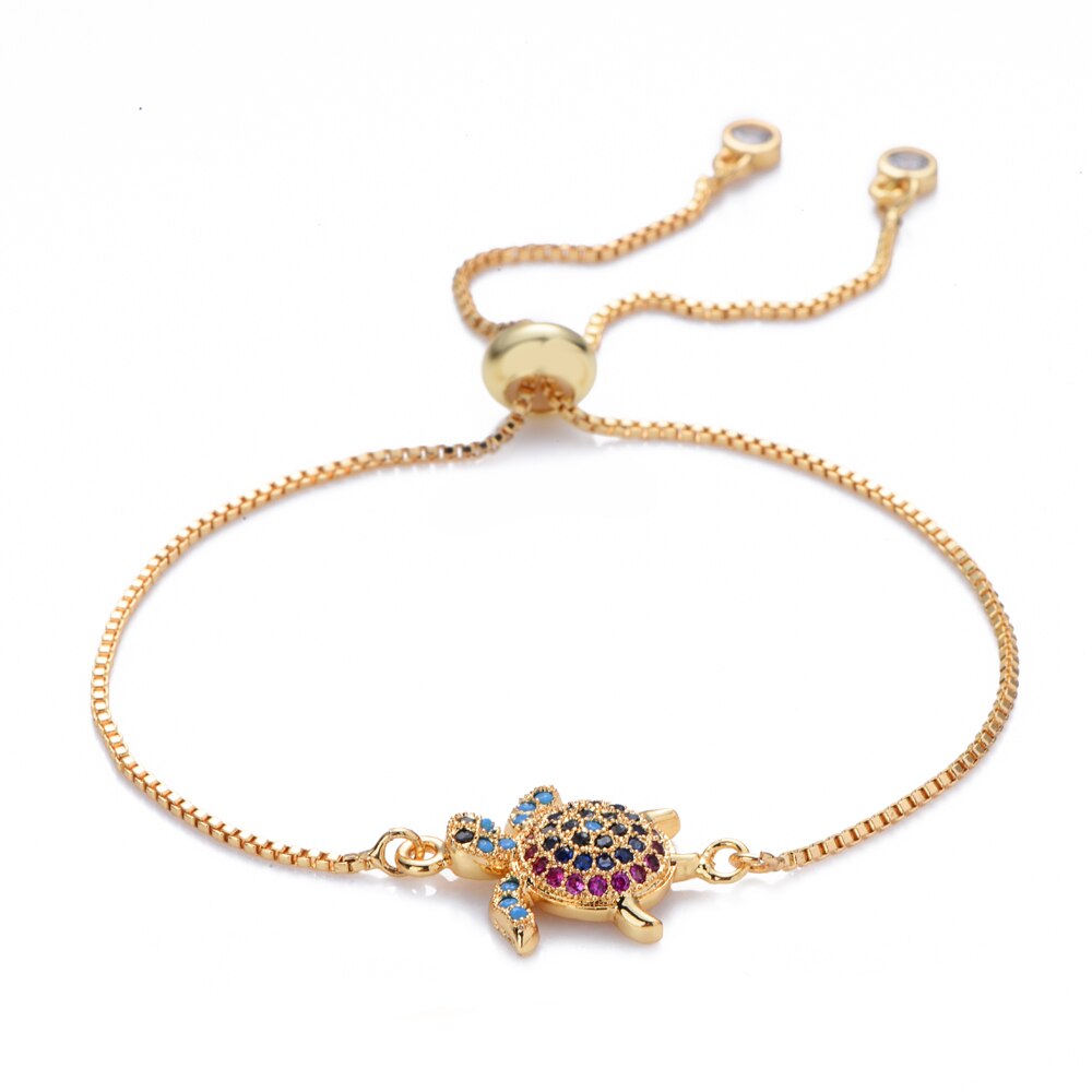 Adjustable Rainbow Sea Turtle Butterfly Bracelet