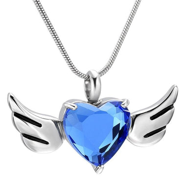 Locket Memorial Angel Wings Heart Necklace - Kirijewels.com