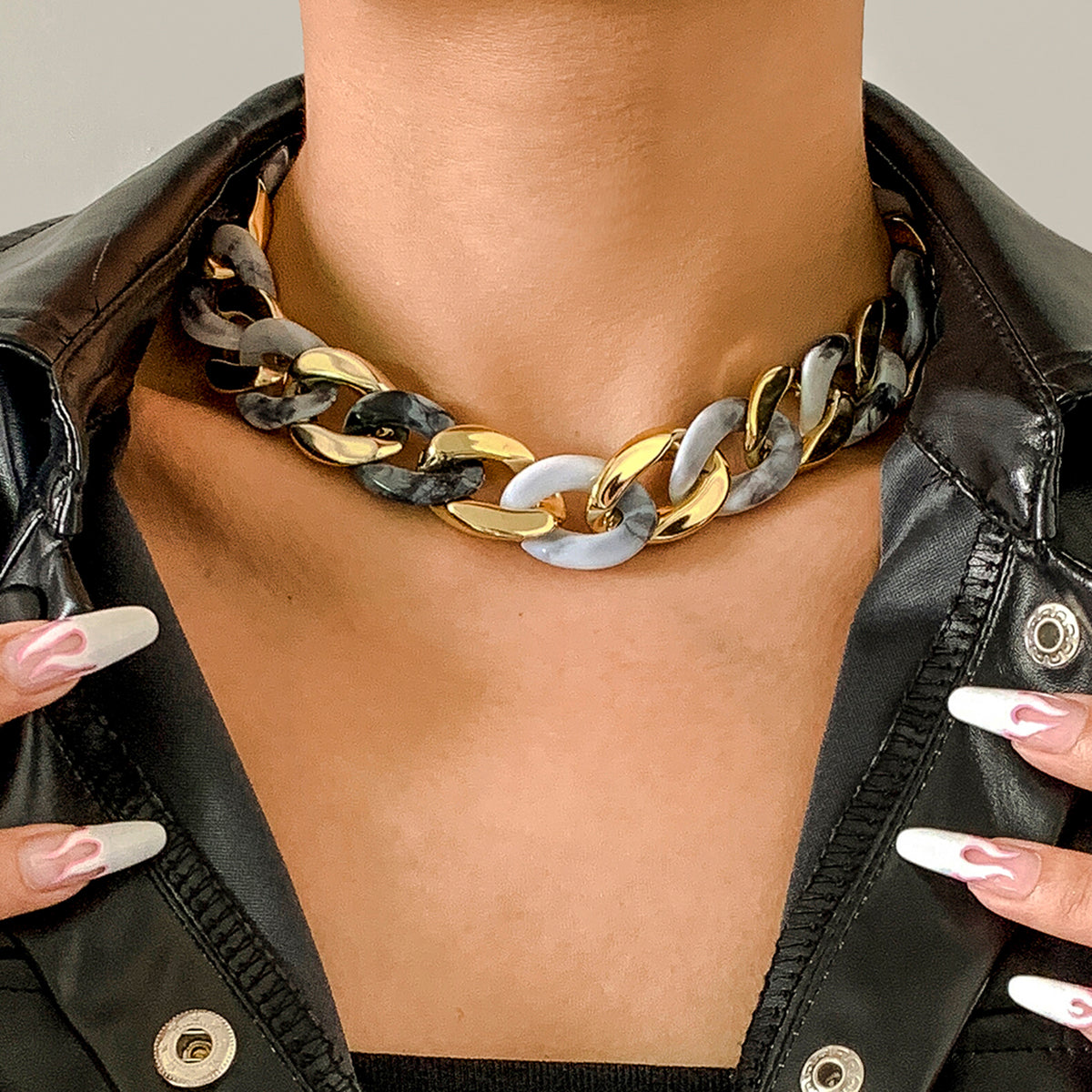 Acrylic Large Chunky Thick Resin Choker Necklace