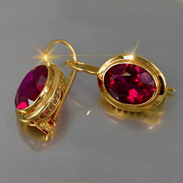 Vintage Boho Oval Crystal Dangle Earrings