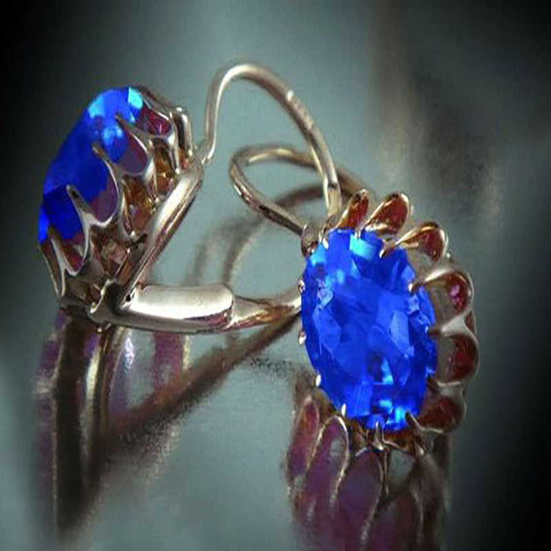 Vintage Boho Oval Crystal Dangle Earrings