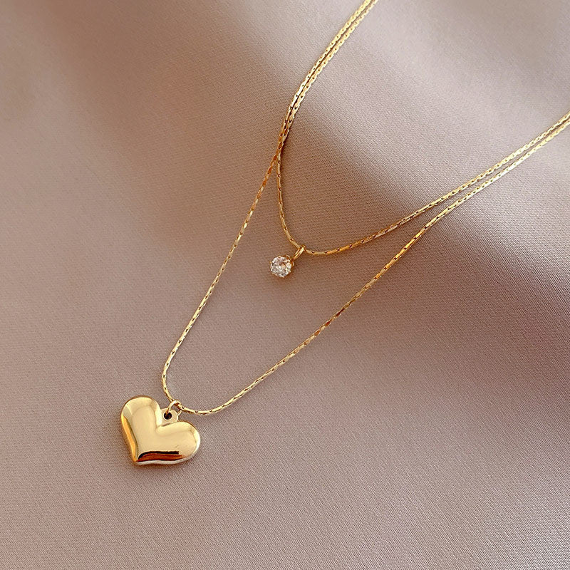 Clavicle Stainless Steel Love Heart Choker Necklace