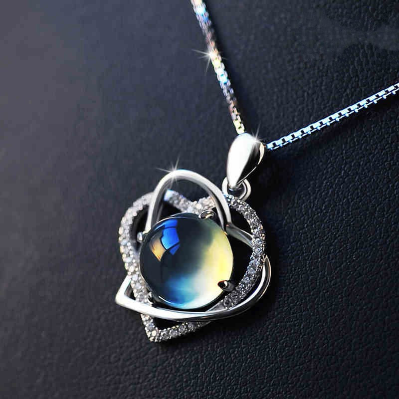 Sterling Silver Cat Eye Wedding Necklace