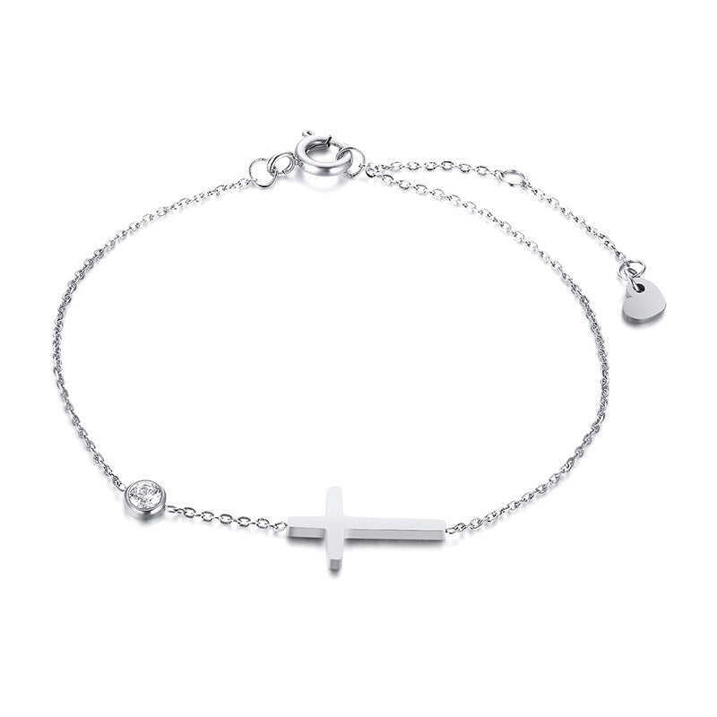 Adjustable Stainless Steel Link Chain Cross Bracelet