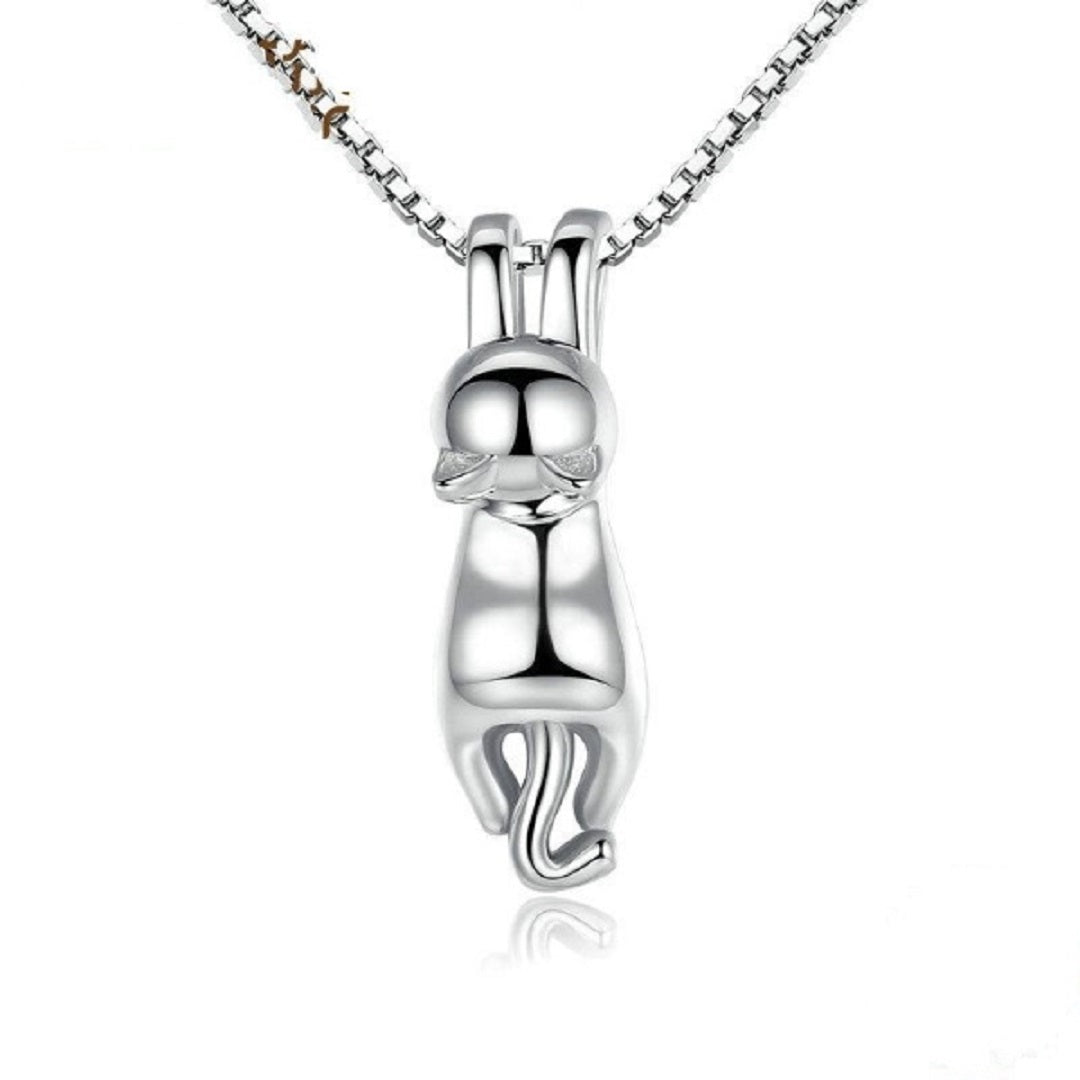 Long Tail Smooth S 925 Sterling Silver Cat Necklace
