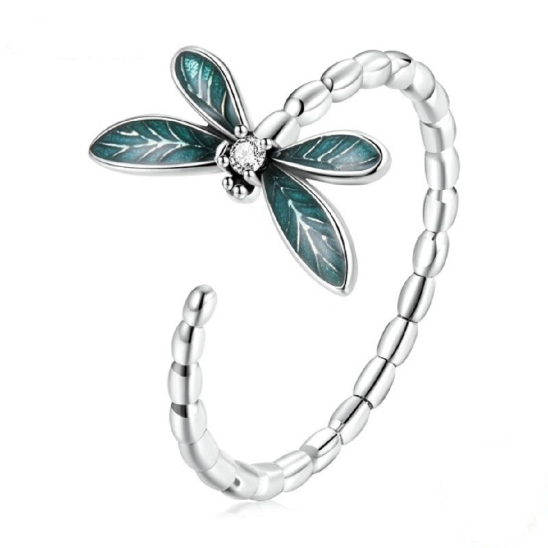 Vintage 925 Sterling Silver Dragonfly Open Ring