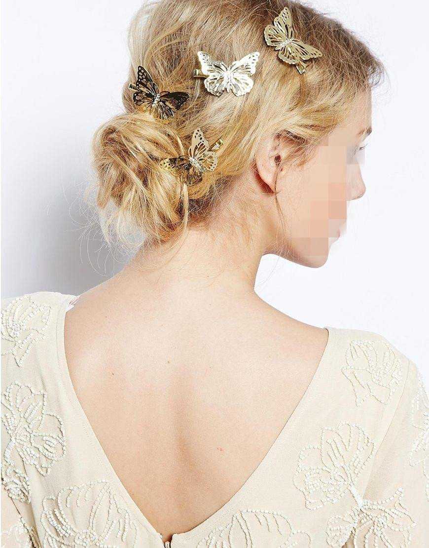 Golden Butterfly Hair Clip-Hair Accessories-Kirijewels.com-Kirijewels.com
