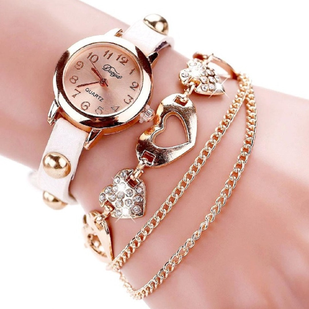 Duoya Heart Gold Plated Wrist Watch