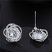 Hearts & Flower Cubic Zirconia Crystal Stud Earrings-Stud Earrings-Kirijewels.com-White-Kirijewels.com