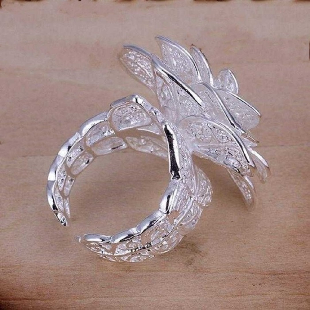 Sterling Silver Flower Wedding Ring