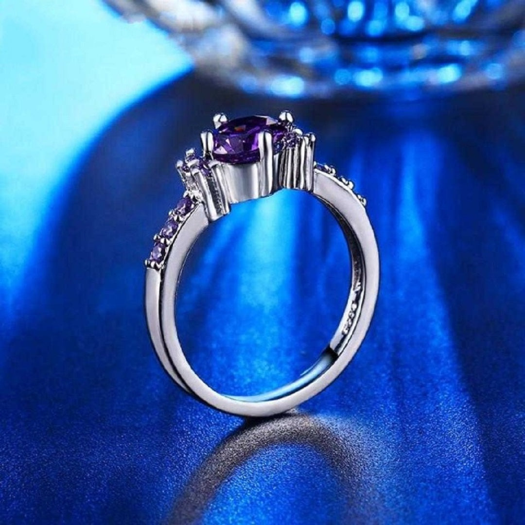 Free Purple Amethyst Diamond Engagement Ring