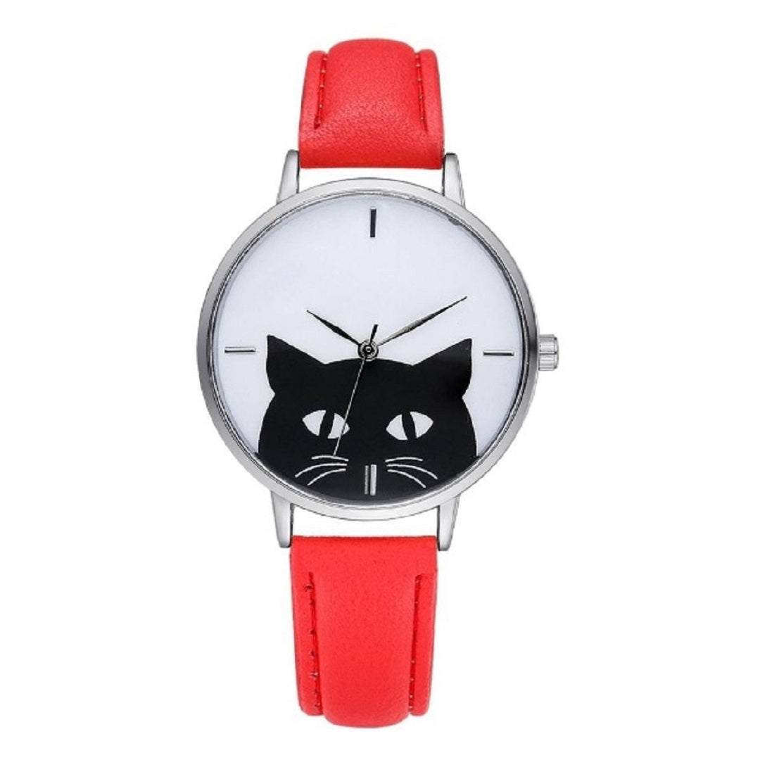 Luxury Brand Stainless Steel Leather Band Cat Watch