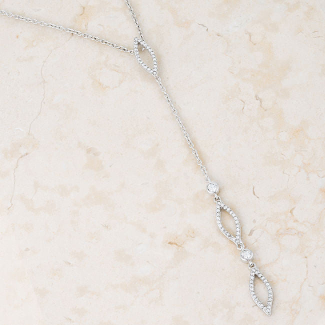 Carmela 0.6ct CZ Rhodium Classic Drop Lariat Necklace