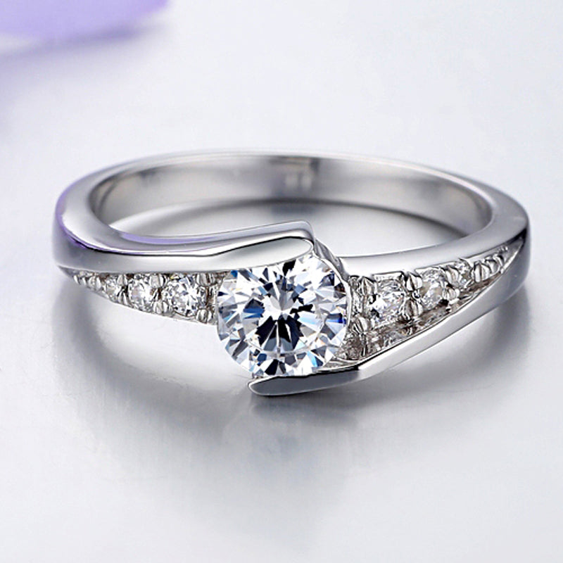 Romantic 0.5 Carat Created Diamond Engagement Ring
