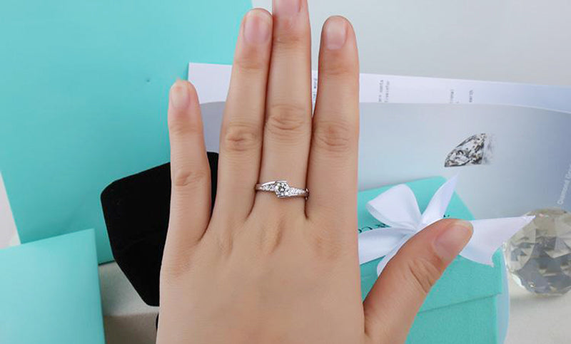 Romantic 0.5 Carat Created Diamond Engagement Ring