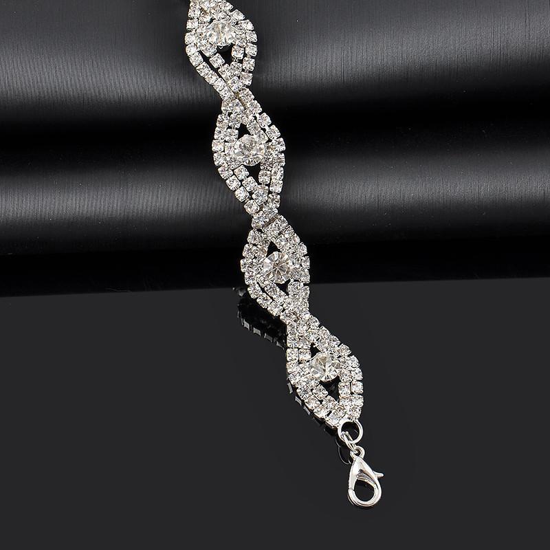 Elegant Deluxe Silver Rhinestone Crystal Bracelet — Kirijewels.com