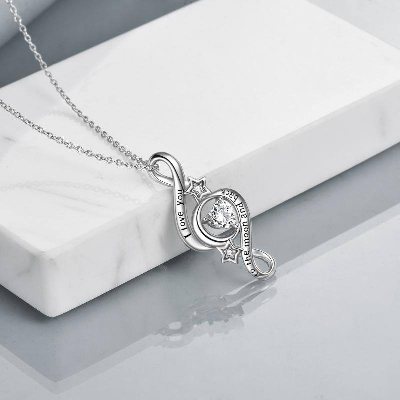 Infinity 925 Sterling Silver Moon Star Necklace