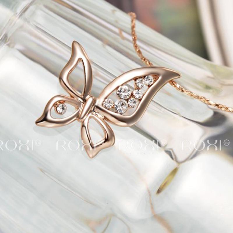 Rose Gold Butterfly Pendant Necklace-Pendant Necklaces-Kirijewels.com-2030202390-White-Kirijewels.com
