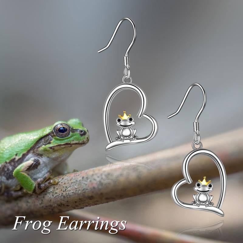 Sterling Silver Frog Dangle Drop Earrings