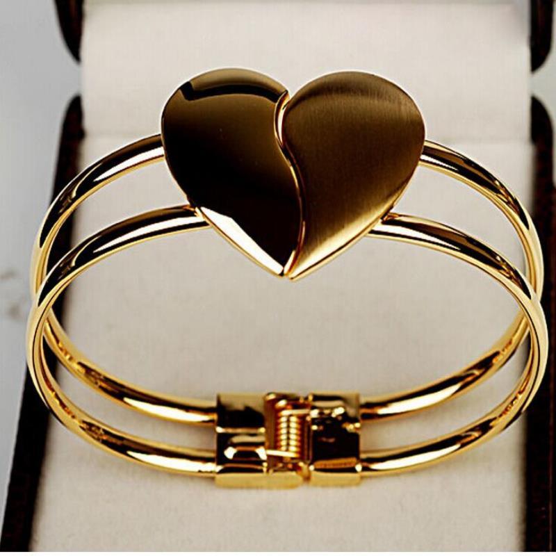 Crystal Charm Heart Love Bracelet-Charm Bracelets-Kirijewels.com-gold plated-Kirijewels.com
