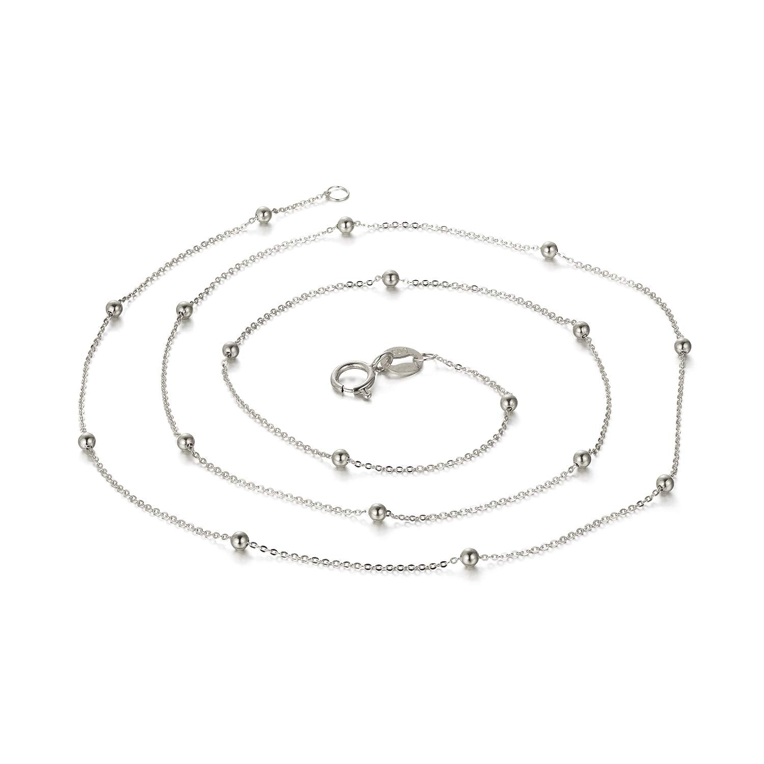 Bead Station18K White Gold Chain Necklace