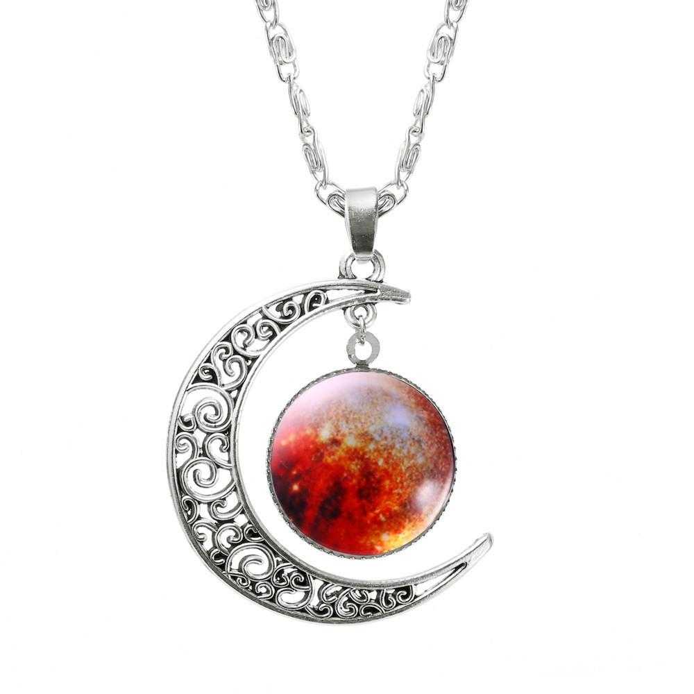 Hollow Moon Galaxy Necklace-Necklace-Kirijewels.com-red sun-Kirijewels.com