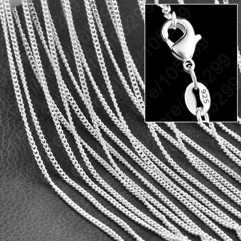 Pure 925 Sterling Silver Charm Link Chain Necklace