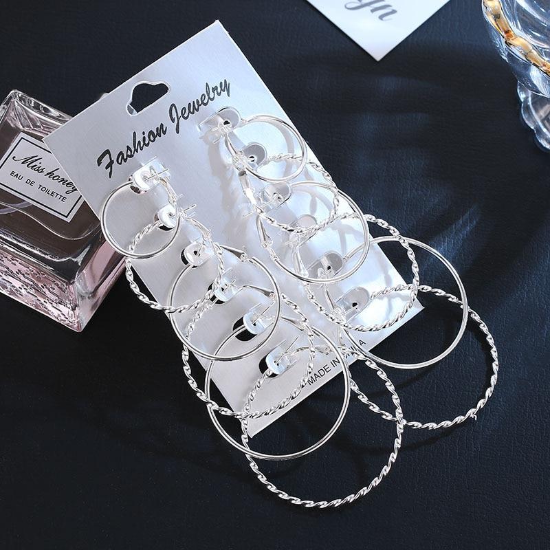 Large Circle 12 Pair Round Huggie Creole Earrings Set - Kirijewels.com