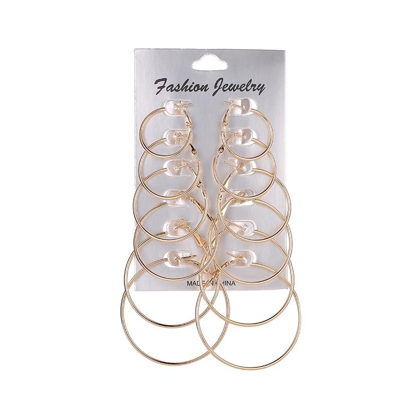Large Circle 12 Pair Round Huggie Creole Earrings Set - Kirijewels.com