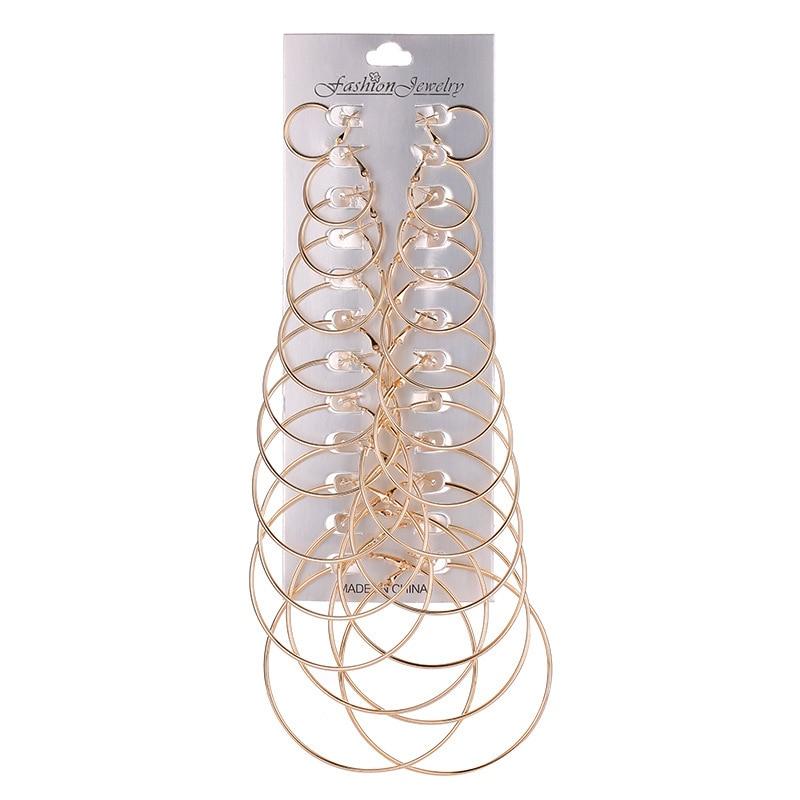 Large Circle 12 Pair Round Huggie Creole Earrings Set - Kirijewels.com