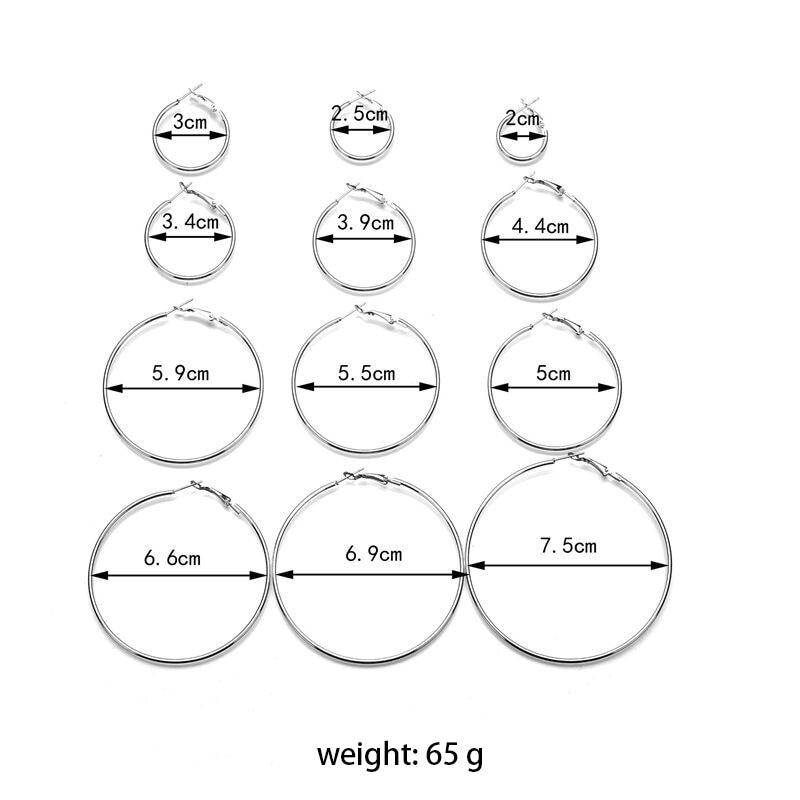 Large Circle 12 Pair Round Huggie Creole Earrings Set - Kirijewels.com