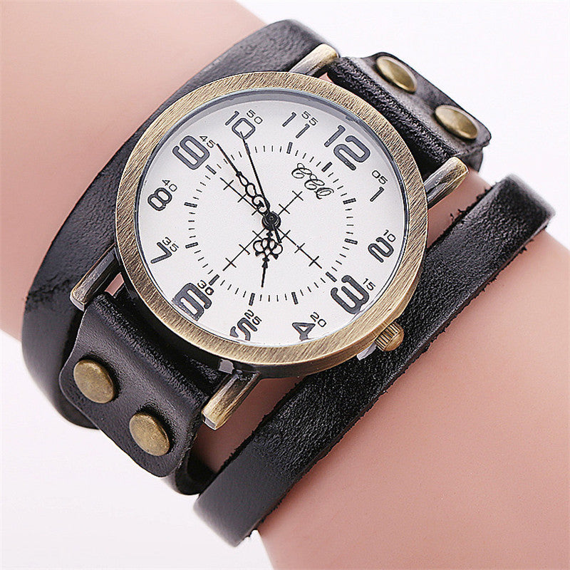 Antique Quartz Relogio Feminino Leather Band Watch