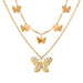 Multi Layer Gold Butterfly Star Lock Cross Necklace - Kirijewels.com