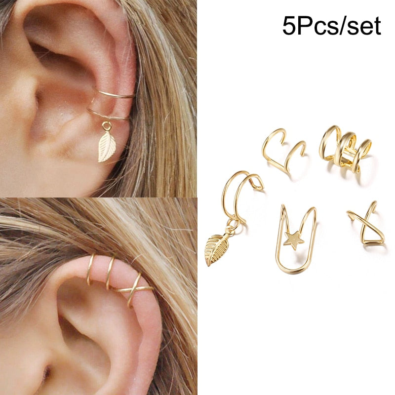 Anna Cartilage Leaves Non-Piercing Clip Earrings — Kirijewels.com
