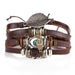 Vintage Leather Owl Bracelet-Charm Bracelets-Kirijewels.com-Brown BJCS185-Kirijewels.com